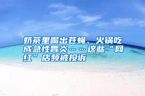 奶茶里喝出苍蝇、火锅吃成急性胃炎……这些“网红”店频被投诉