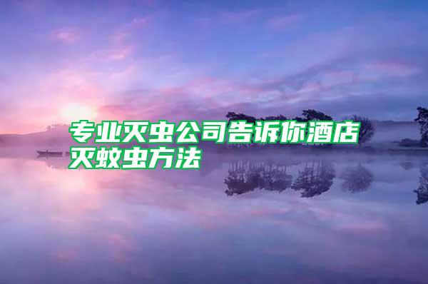 专业灭虫公司告诉你酒店灭蚊虫方法