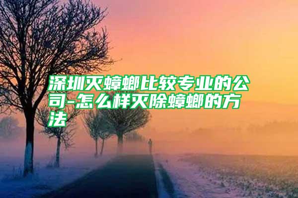 深圳灭蟑螂比较专业的公司-怎么样灭除蟑螂的方法