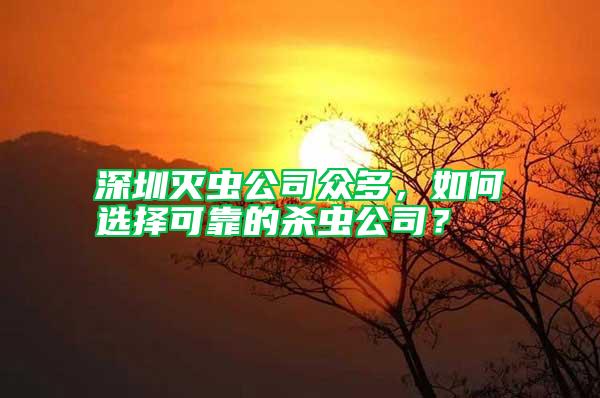 深圳灭虫公司众多，如何选择可靠的杀虫公司？