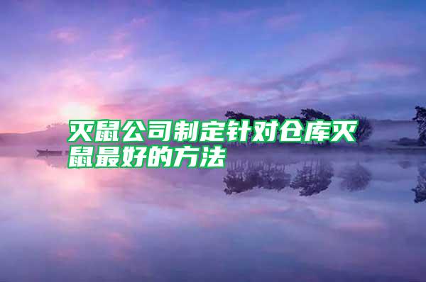 灭鼠公司制定针对仓库灭鼠最好的方法