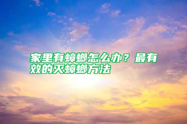 家里有蟑螂怎么办？最有效的灭蟑螂方法