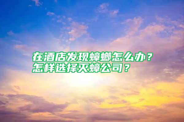 在酒店发现蟑螂怎么办？怎样选择灭蟑公司？