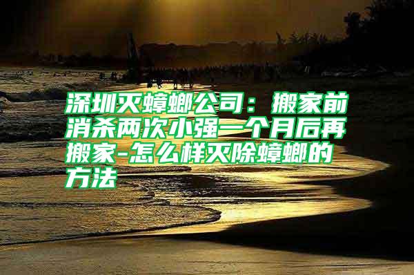 深圳灭蟑螂公司：搬家前消杀两次小强一个月后再搬家-怎么样灭除蟑螂的方法