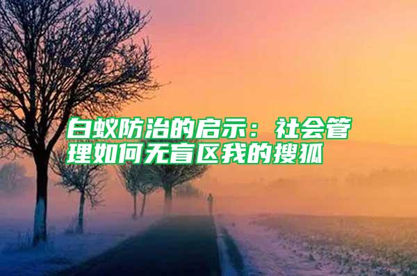 白蚁防治的启示：社会管理如何无盲区我的搜狐