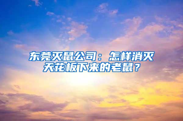 东莞灭鼠公司：怎样消灭天花板下来的老鼠？